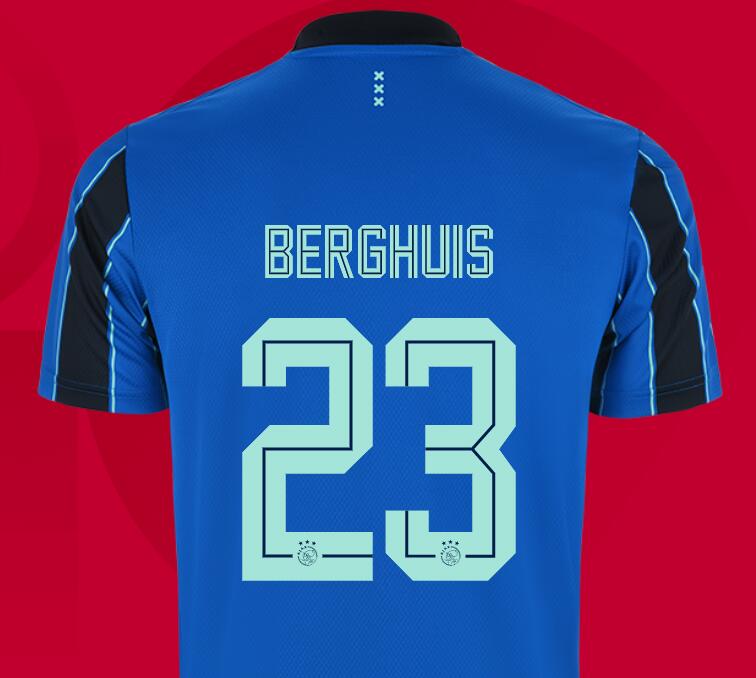 2021/22 Ajax Away Kit Soccer Jersey with Berghuis 23 printing